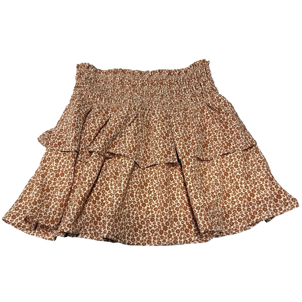 Altar'd State-Ivory Rust-Floral-Size Medium-Smocked-Ruffle-Medium-Mini Skirt-NWT